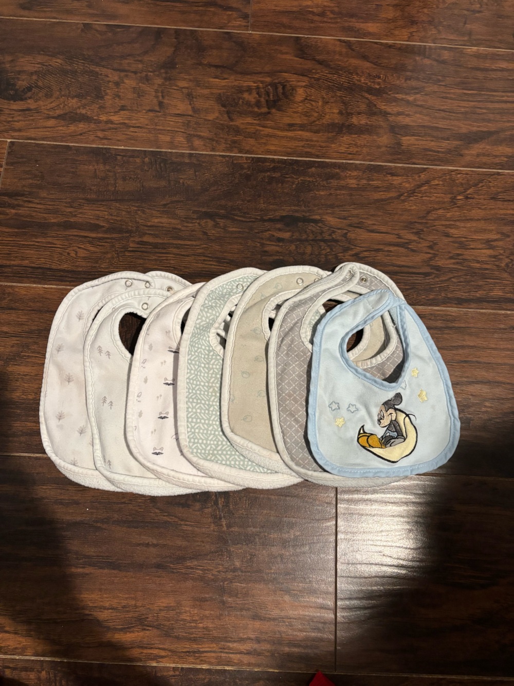 Baby Bib Set in Light Blue and Neutral Tones